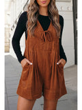 Pleated Pockets Sleeveless Romper
