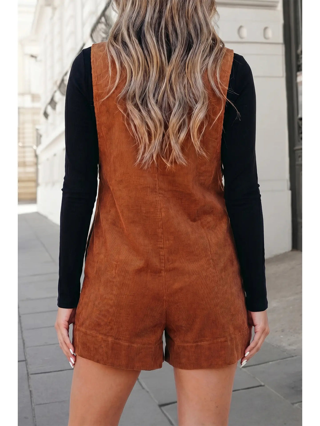 Pleated Pockets Sleeveless Romper
