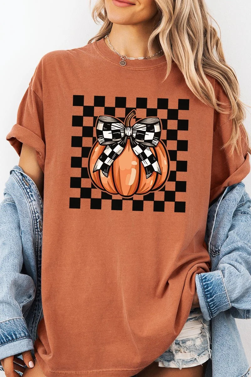 Checkered Pumpkin Adult Tee