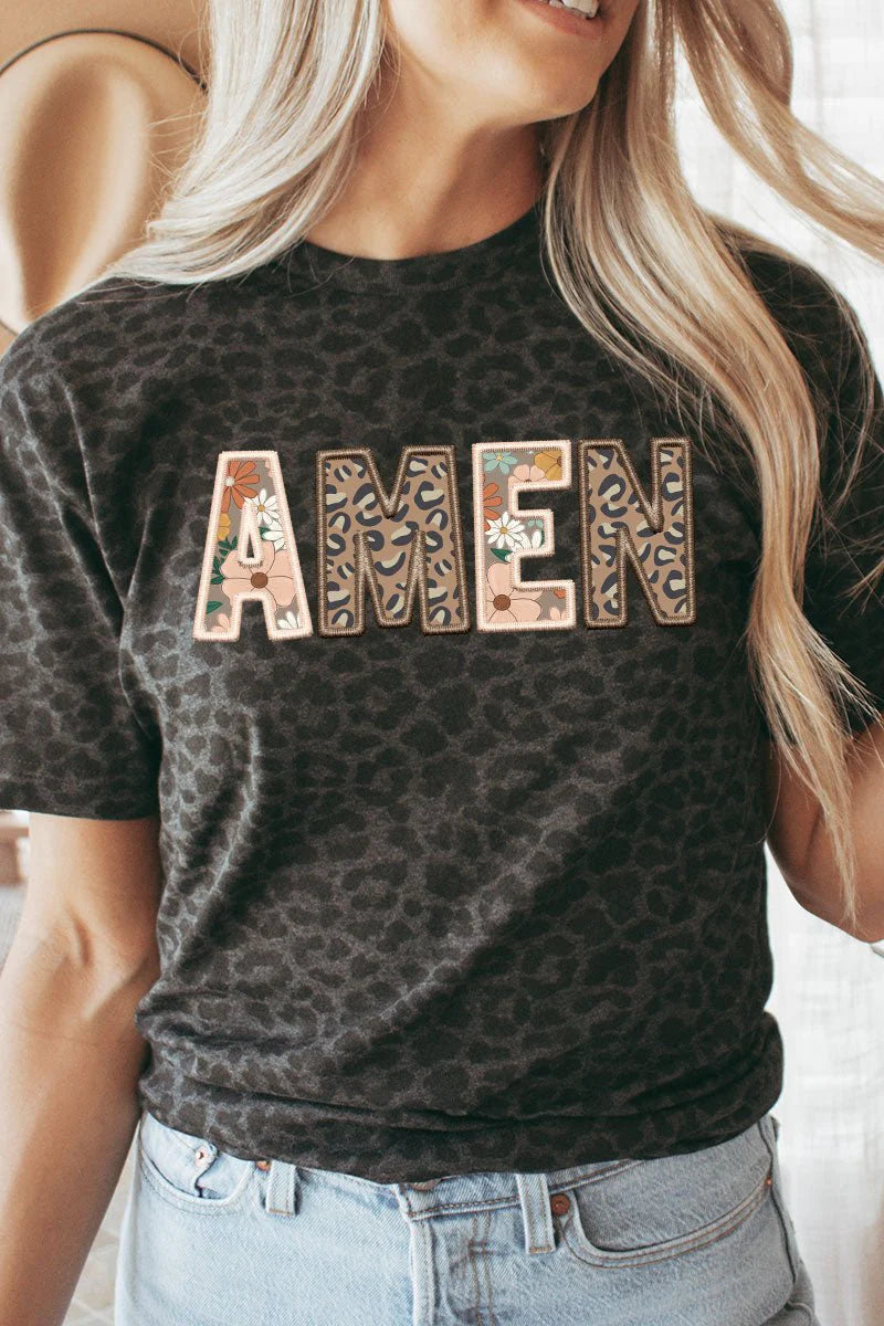 Amen Faux Embroidery Transfer Fine Jersey Tee