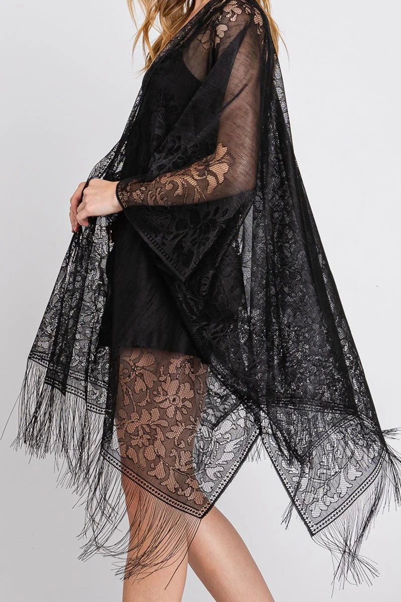 Bay Breeze Black Lace Kimono