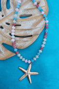 Starfish Goldtone & Multi-Color Beaded Necklace