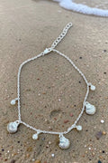 Seashell Silvertone Charm Anklet